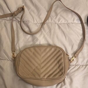 Beige Quilted Crossbody Bag for Women